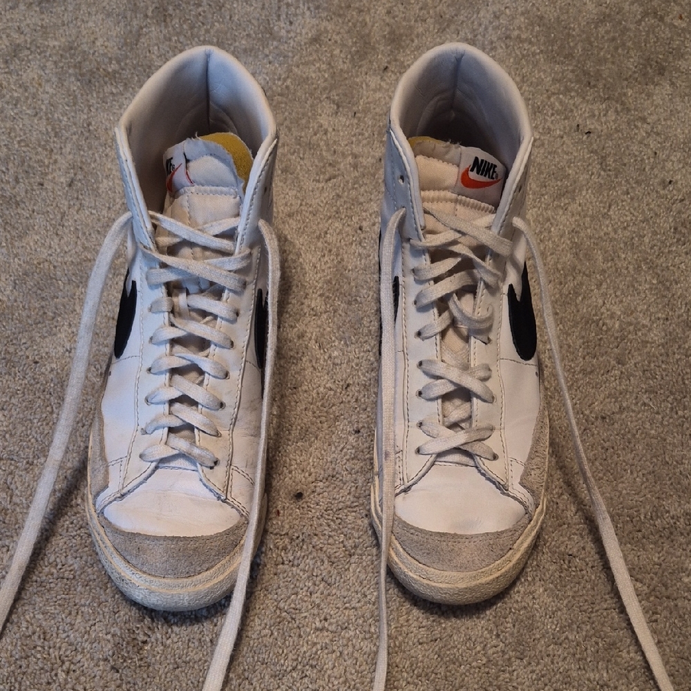 Nike White and Black High-Top Men's Sneakers